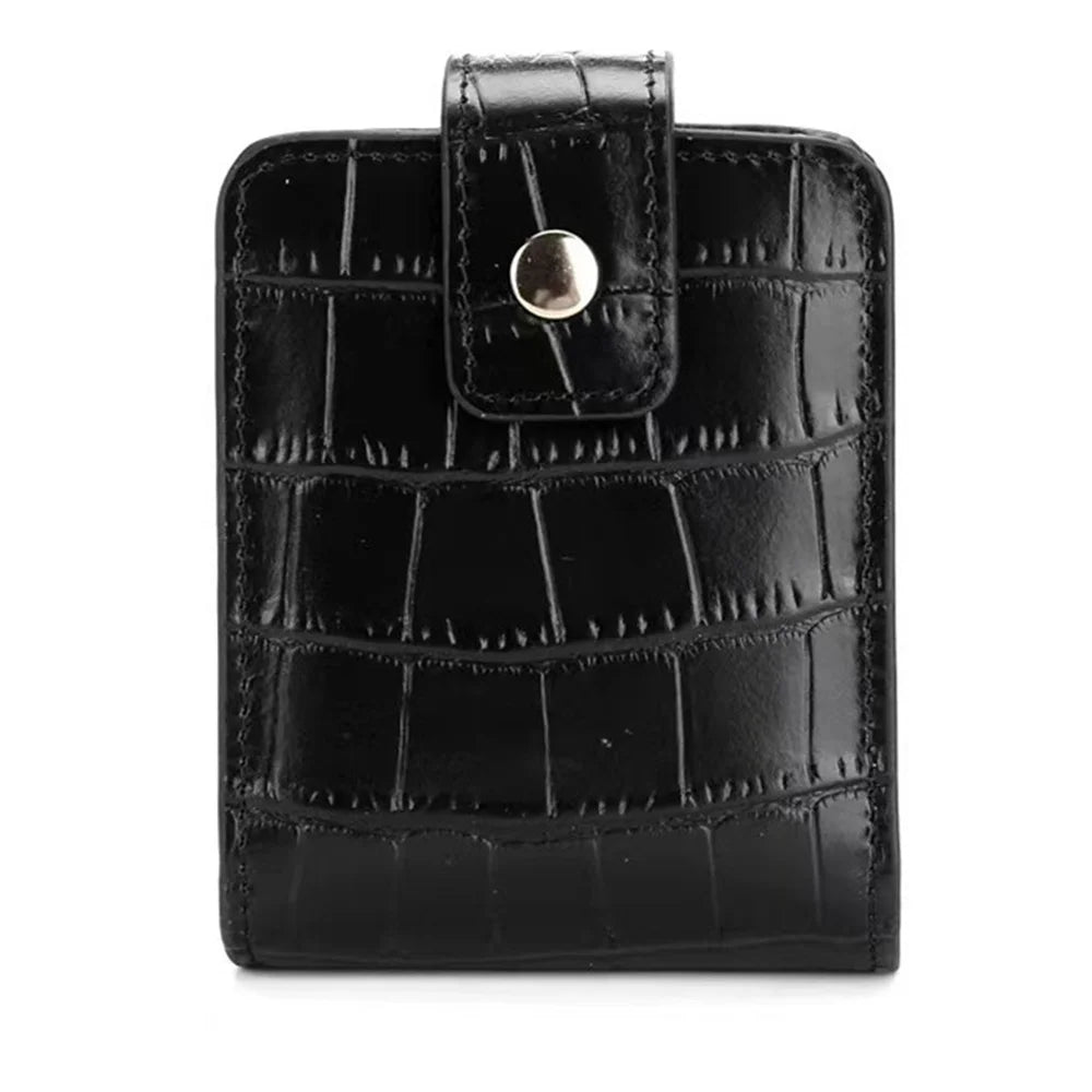 Mini Lipstick Cosmetic Bag with Mirror – Crocodile Pattern PU Travel Makeup Pouch & Organizer