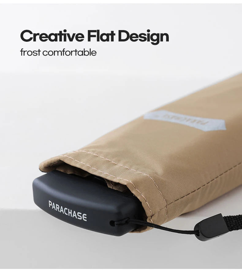Parachase Flat Rain Umbrella Woman Lightweight 143g Foldable Mini Umbrella Pocket Portable Travel Folding Umbrella Windproof