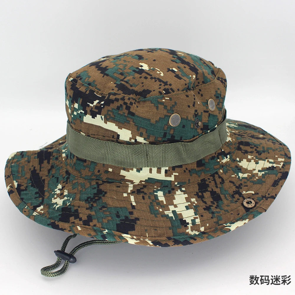 Camouflage Tactical Cap Boonie Bucket Hat Caps Camo Men Outdoor Sports Sun Bucket Cap Fishing Hiking Hunting Hats