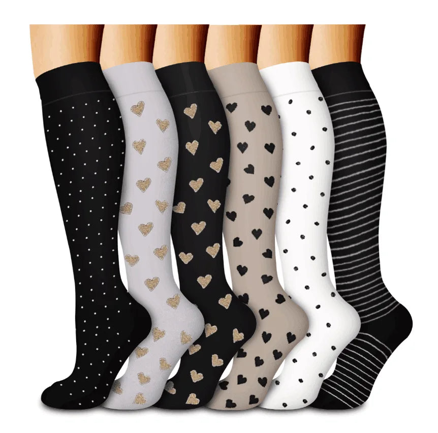 6 Pairs Animal & Fruit Compression Socks – Fun & Supportive Socks for Nurses, Runners & Everyday Wear**