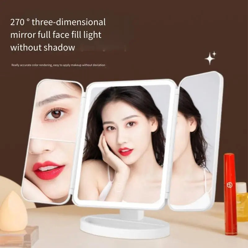 Trifold LED Makeup Mirror – Smart Light-Up Vanity Mirror for Beauty & Dressing