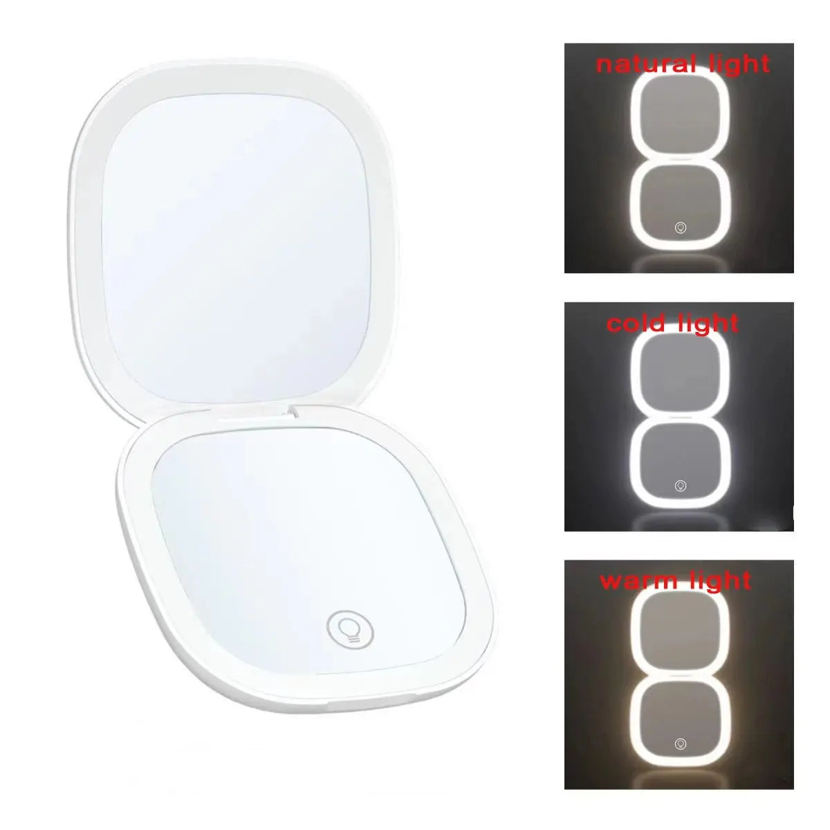 Mini LED Magnifying Makeup Mirror – 5X/10X Folding Compact Travel Vanity Mirror