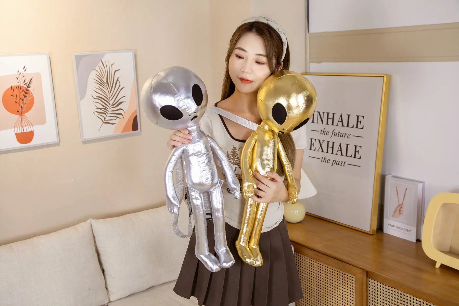60cm Plush Alien Backpack – Soft & Adorable Extraterrestrial-Themed Bag, Perfect for Kids & Creative Gifts!