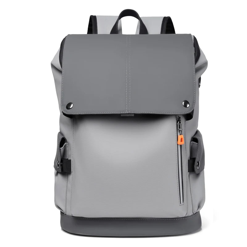 High-Quality PU Leather Waterproof Men's Laptop Backpack – Large Computer Backpack for Business, Urban Man with USB Charging
