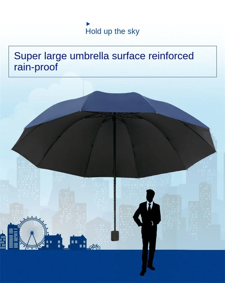 130CM Oversized Folding Umbrella Windproof and Waterproof Large Sun and Rain Umbrella for Travel and Family Use