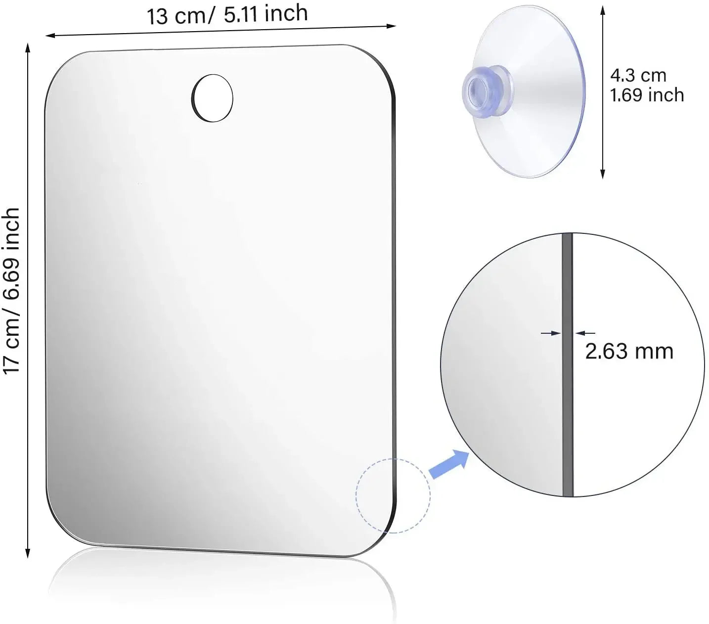 Fog-Free Acrylic Travel Mirror – Unbreakable Wall Suction Mirror for Shaving & Makeup