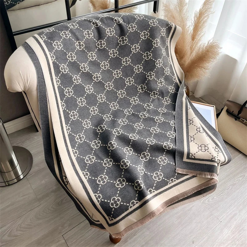 Luxury Cashmere Plaid Scarf Winter Women Pashmina Shawls Warm Blanket Wraps Female Foulard Bandana Brand Thick Scarves Hijab