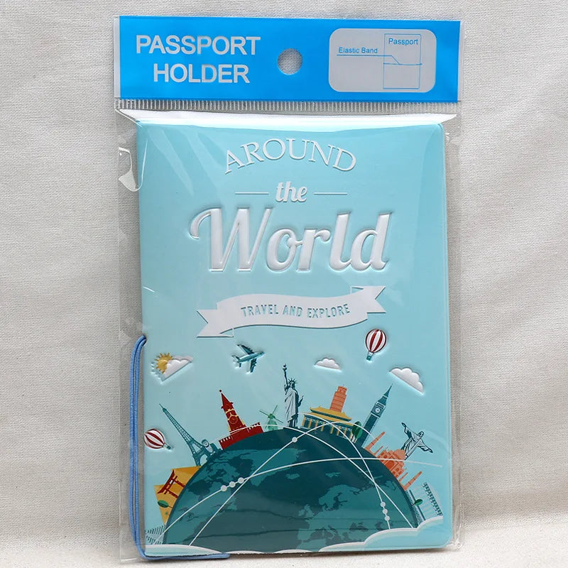 Portable Boarding Fashion Cute Cartoon Passport Cover – Men’s & Women’s PU Leather Travel Passport Holder Case, Card ID Holders (14*10cm)