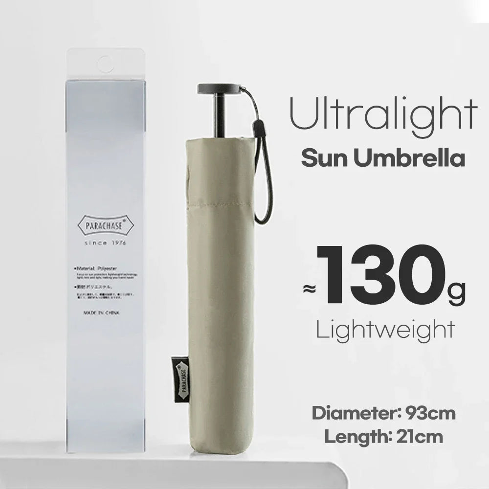 Parachase Ultra-light Folding Umbrella 111g Only Anti UV Travel Light Sun Umbrella Windproof Carbon Fiber Portable Parasol 6K