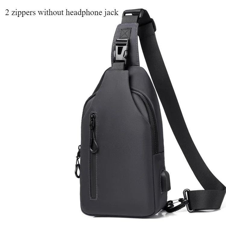 Stylish Men's Crossbody Bag – Waterproof, USB Charging, Outdoor Casual Chest Bag