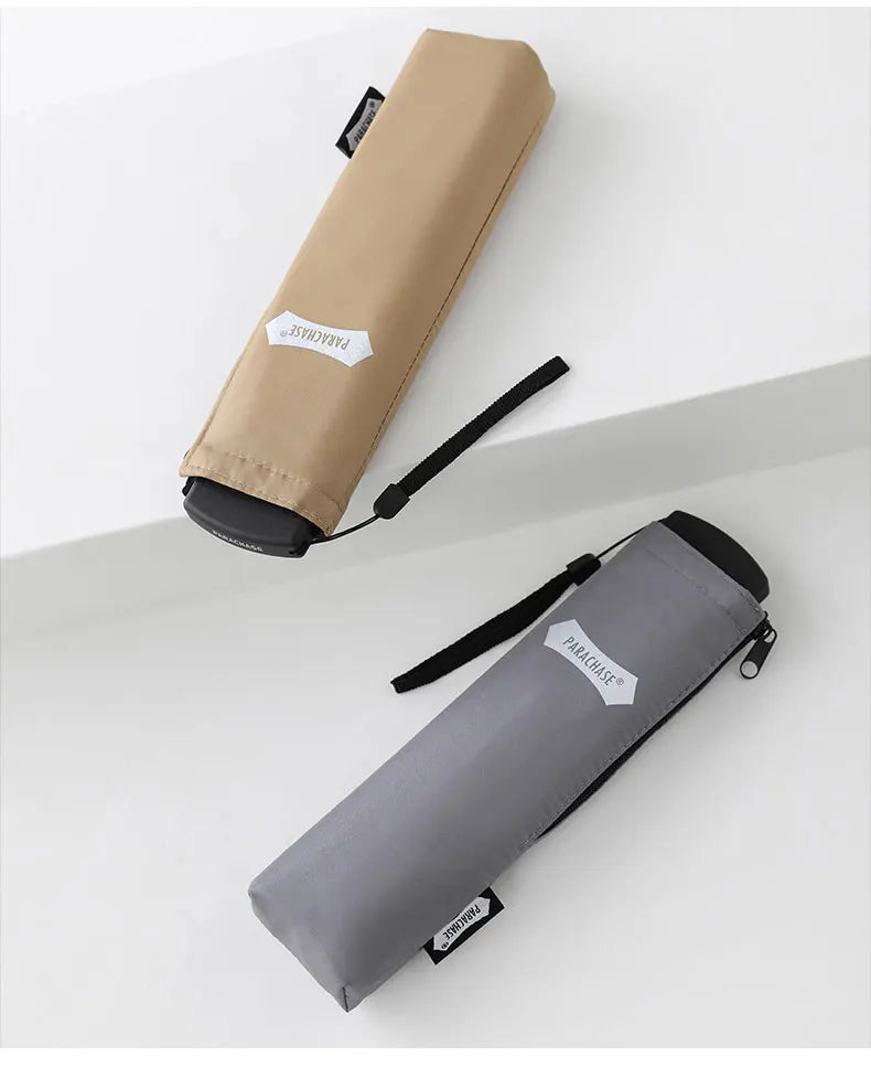 Parachase Flat Rain Umbrella Woman Lightweight 143g Foldable Mini Umbrella Pocket Portable Travel Folding Umbrella Windproof
