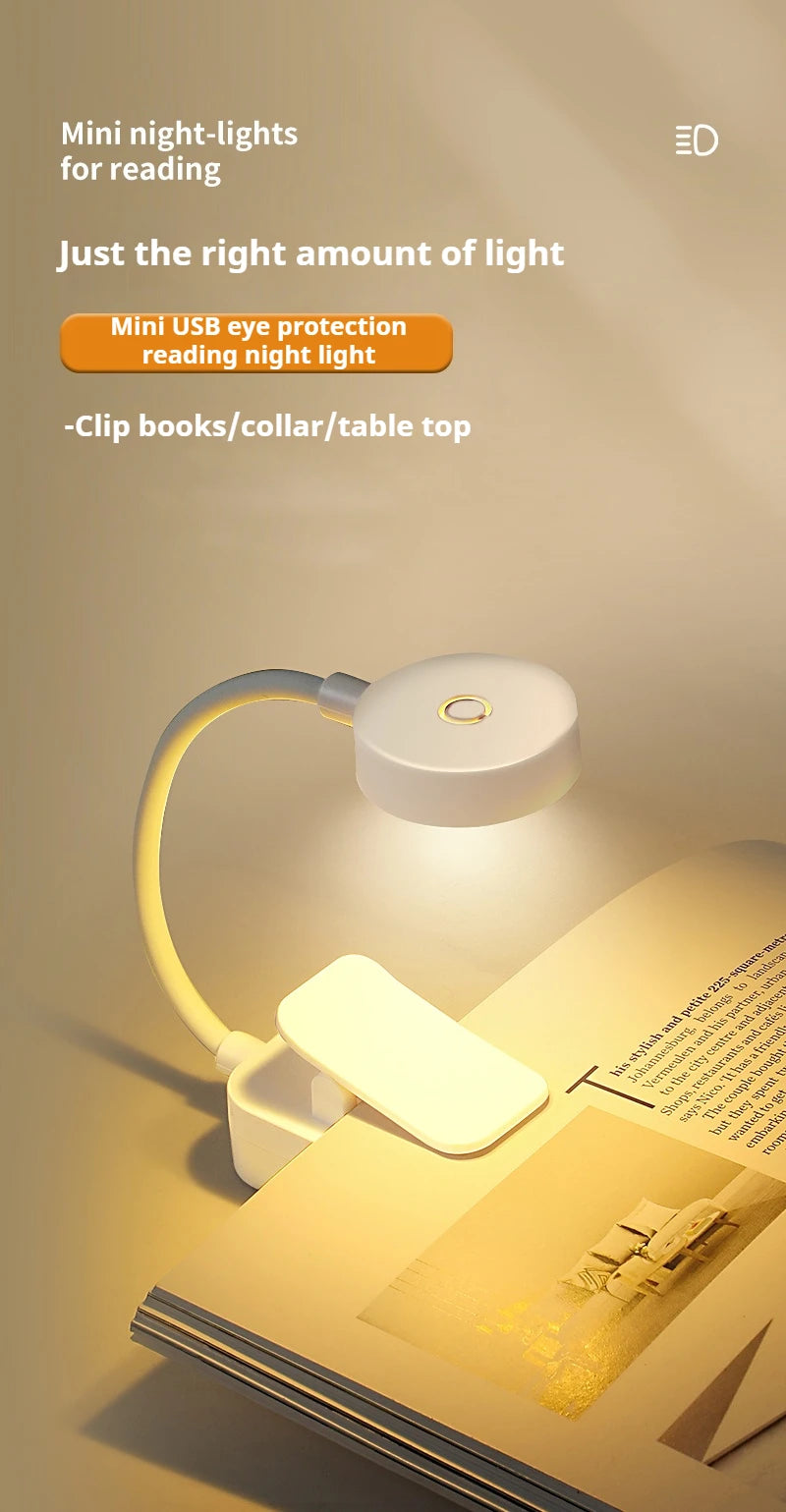 Portable LED Book Light – Eye Protection 360° Clip-On Desk Lamp for Reading, Travel & Bedroom