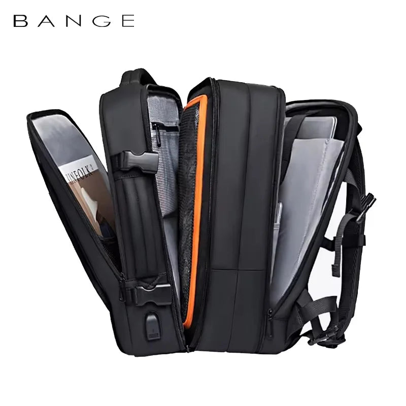 BANGE Expandable Men's Backpack – Waterproof 17.3-inch Laptop Backpack, Large Capacity Hiking Travel Bag for Men