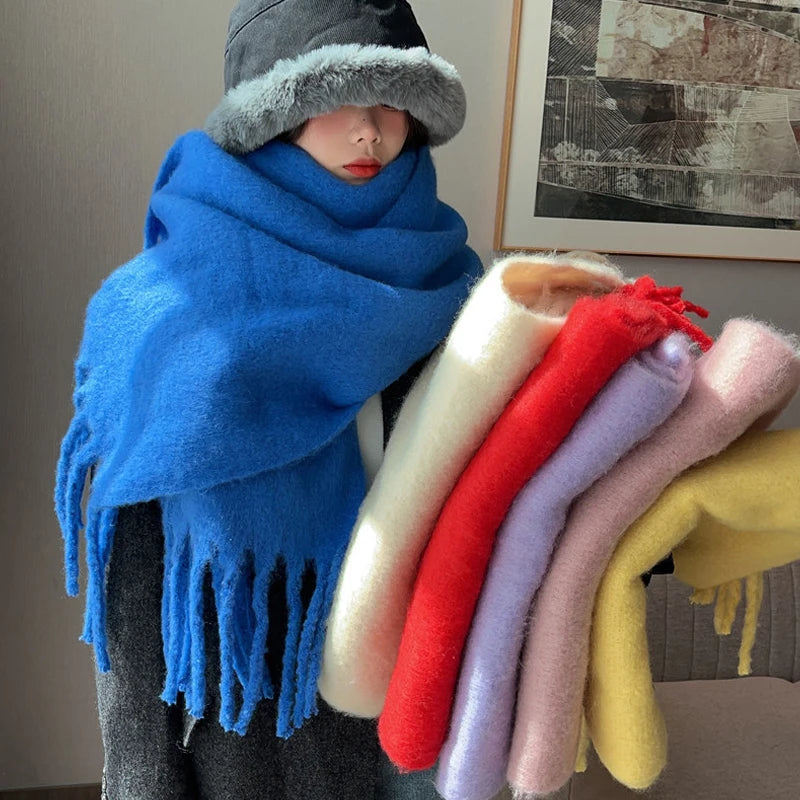 Luxury Cashmere-Feel Winter Scarf – Soft, Warm & Stylish Shawl Wrap with Tassels for Women!