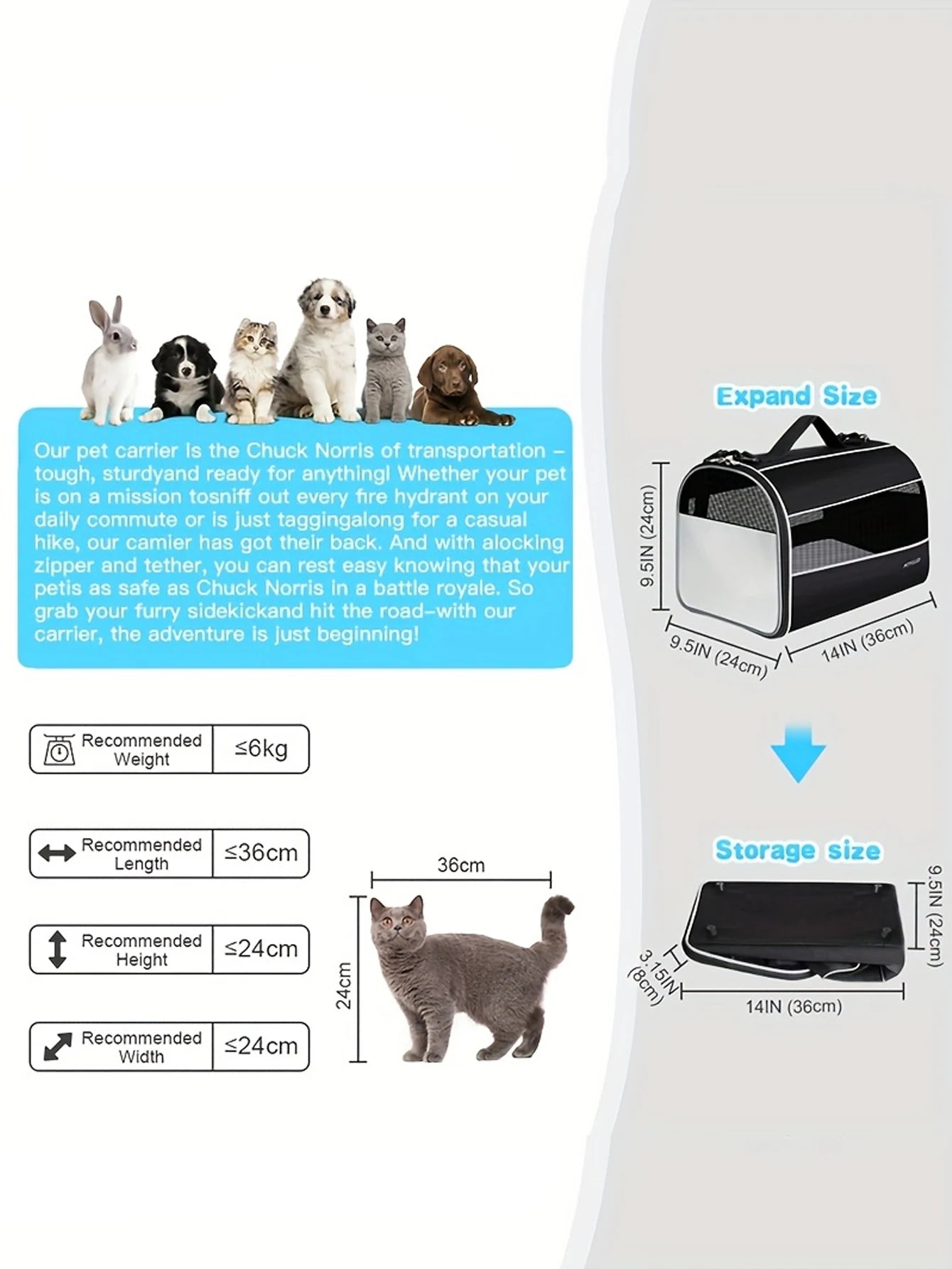 Cat Carriers Dog Carrier Pet Carrier for Small Medium Cats Dogs Puppies up to 16 Lbs, TSA Airline Approved Small Dog Carrier