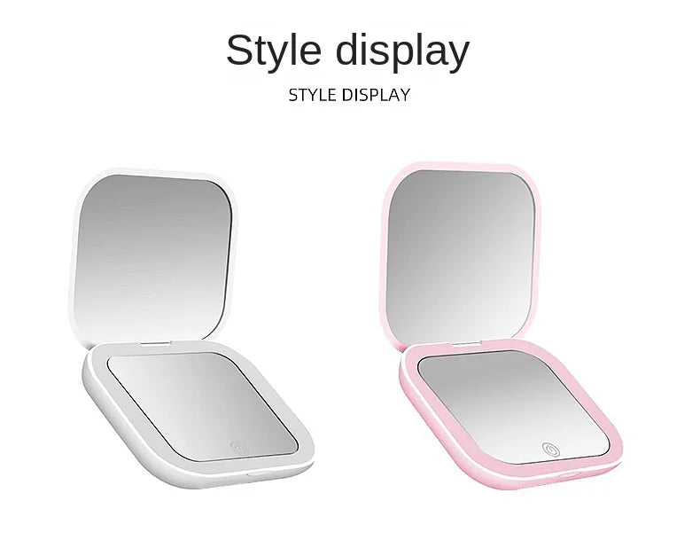 Mini LED Folding Makeup Mirror – Portable Magnifying Compact Mirror for Travel & Beauty