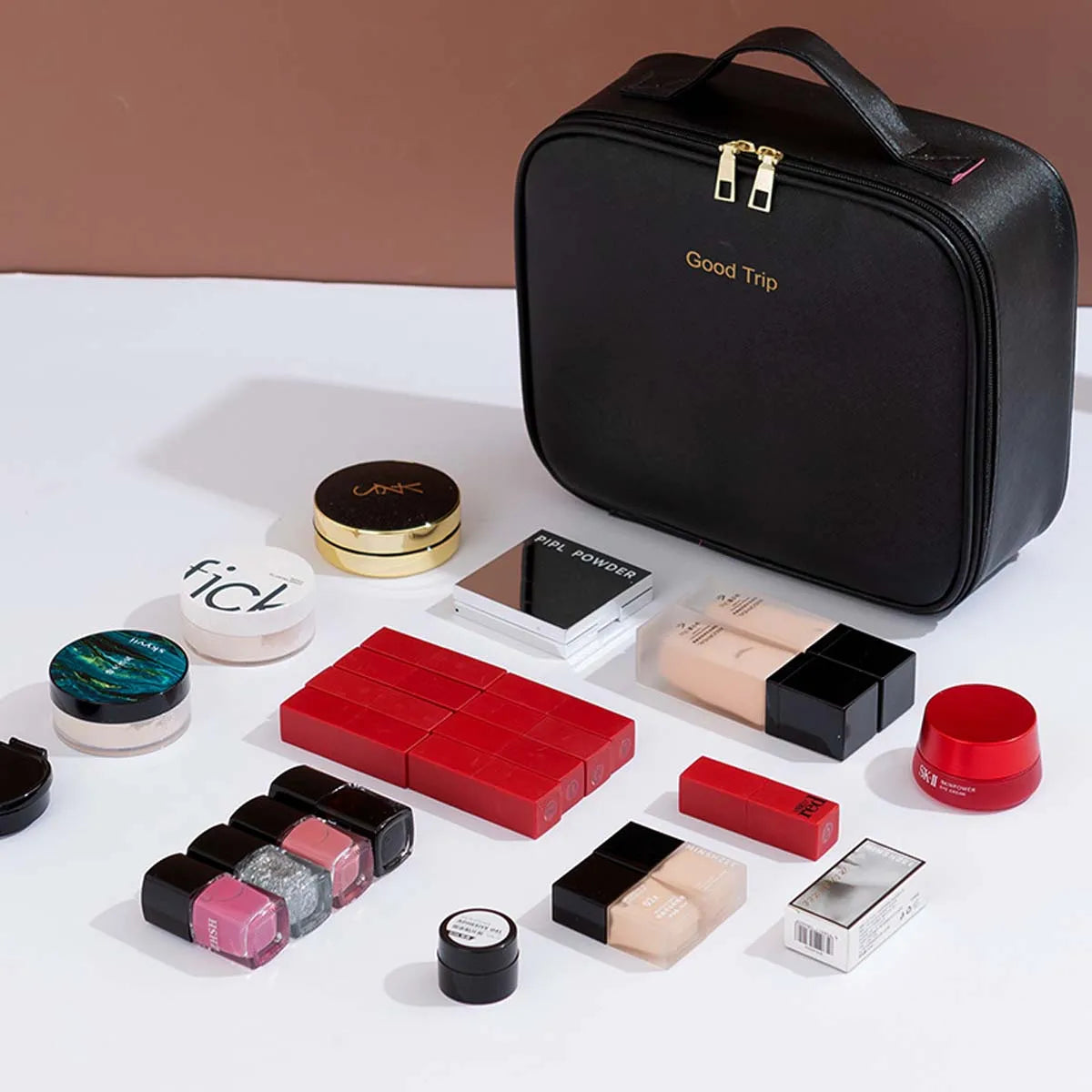 LED Travel Makeup Bag with Mirror – Large-Capacity Portable Storage Case with Combination Lock