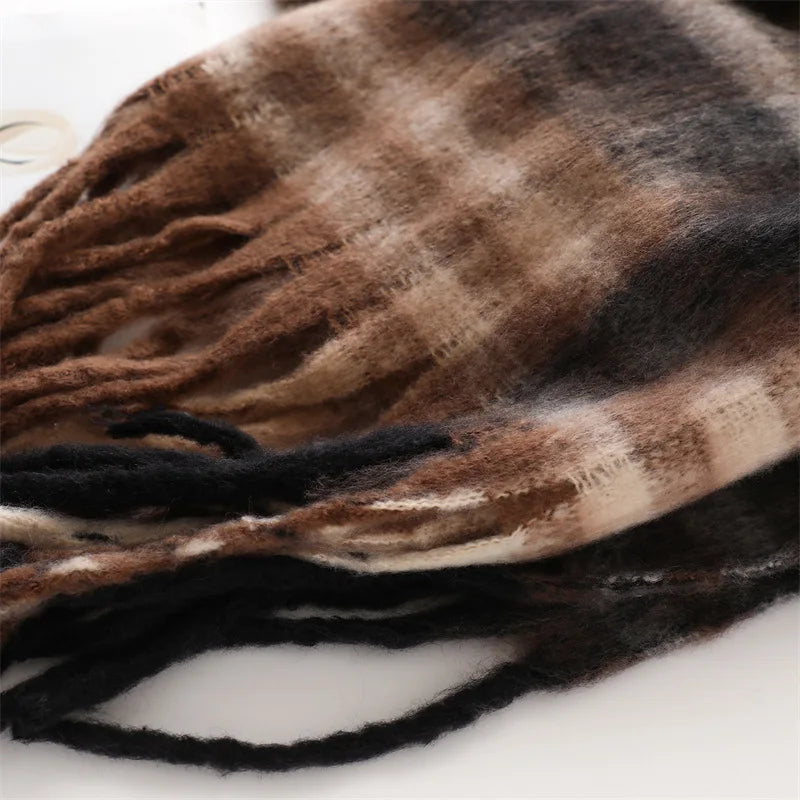 Ultra-Soft Korean Winter Cashmere-Feel Scarf – Thick, Warm & Stylish Tassel Shawl for Men & Women!
