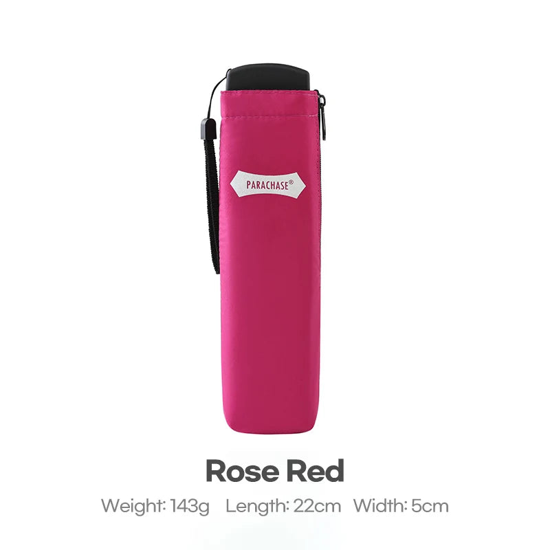 Parachase Flat Rain Umbrella Woman Lightweight 143g Foldable Mini Umbrella Pocket Portable Travel Folding Umbrella Windproof