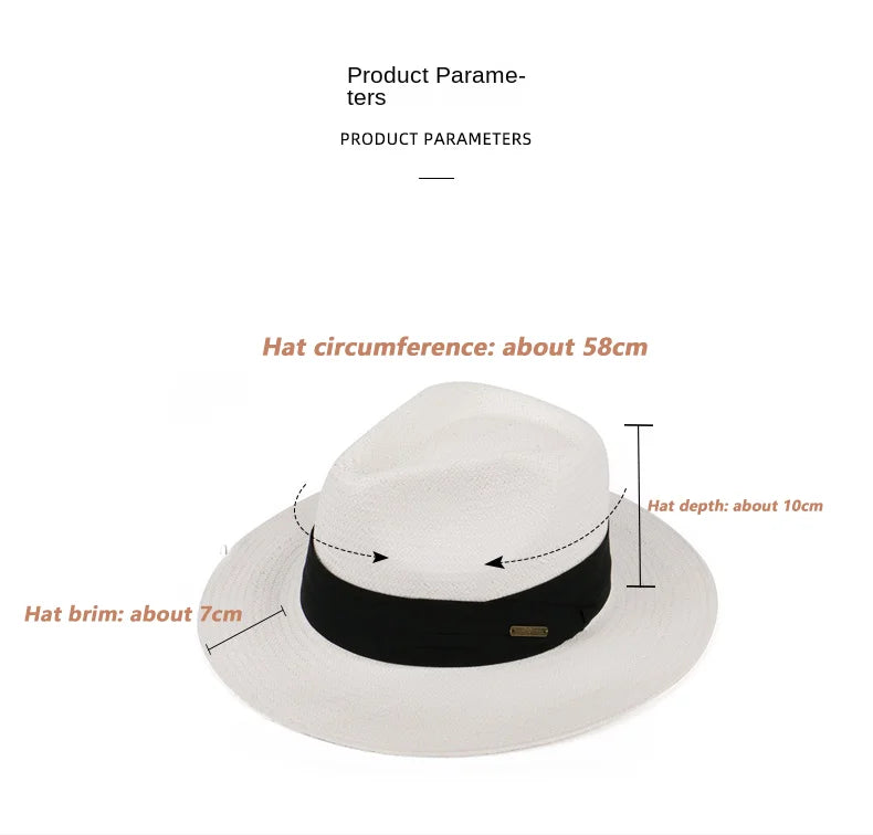 Sombrero Panama Hombre Summer Sun Protection Straw Hat Five Cent Grass Woven Panama Hat For Men Big Head Big Size Gentleman Hats