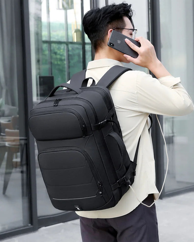 Expandable 17-inch Men’s Laptop Backpack – Waterproof Notebook Bag with USB, Schoolbag, Sports Travel Backpack for Men