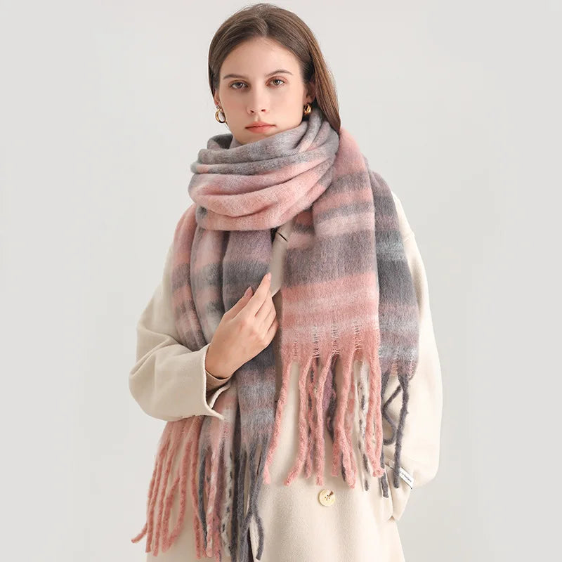 Ultra-Soft Korean Winter Cashmere-Feel Scarf – Thick, Warm & Stylish Tassel Shawl for Men & Women!