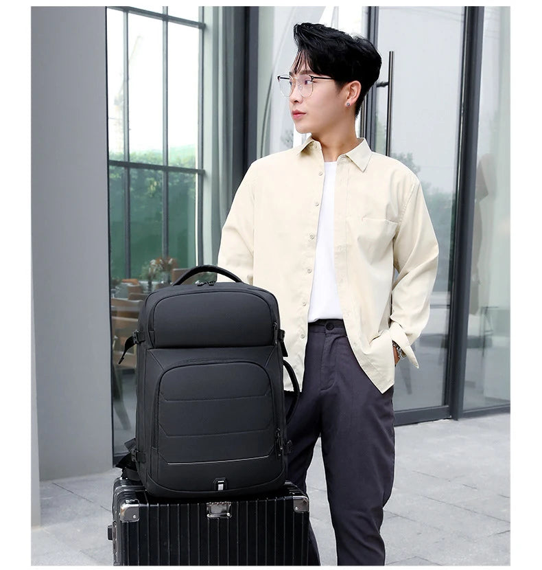Expandable 17-inch Men’s Laptop Backpack – Waterproof Notebook Bag with USB, Schoolbag, Sports Travel Backpack for Men
