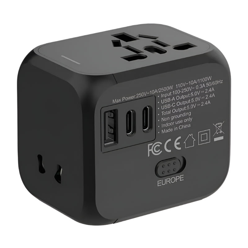 Universal Multi-Function Travel Adapter – All-in-One Plug Converter with 2.4A Fast Charging!