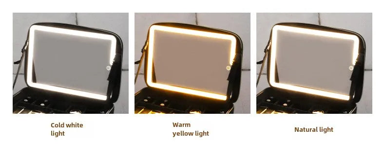 2025 Premium LED Cosmetic Bag – Large-Capacity Portable Makeup Storage Box with Mirror