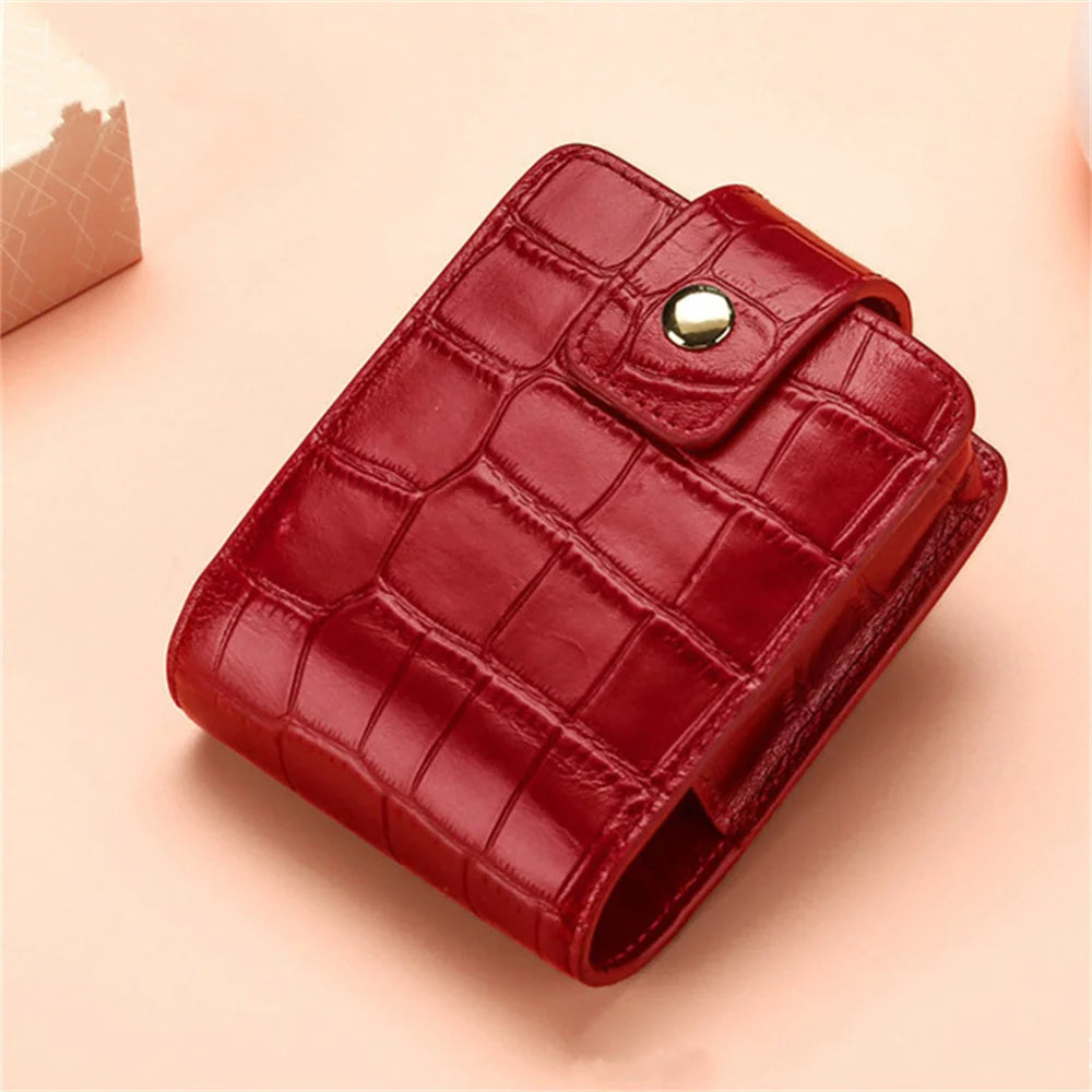 Mini Lipstick Cosmetic Bag with Mirror – Crocodile Pattern PU Travel Makeup Pouch & Organizer