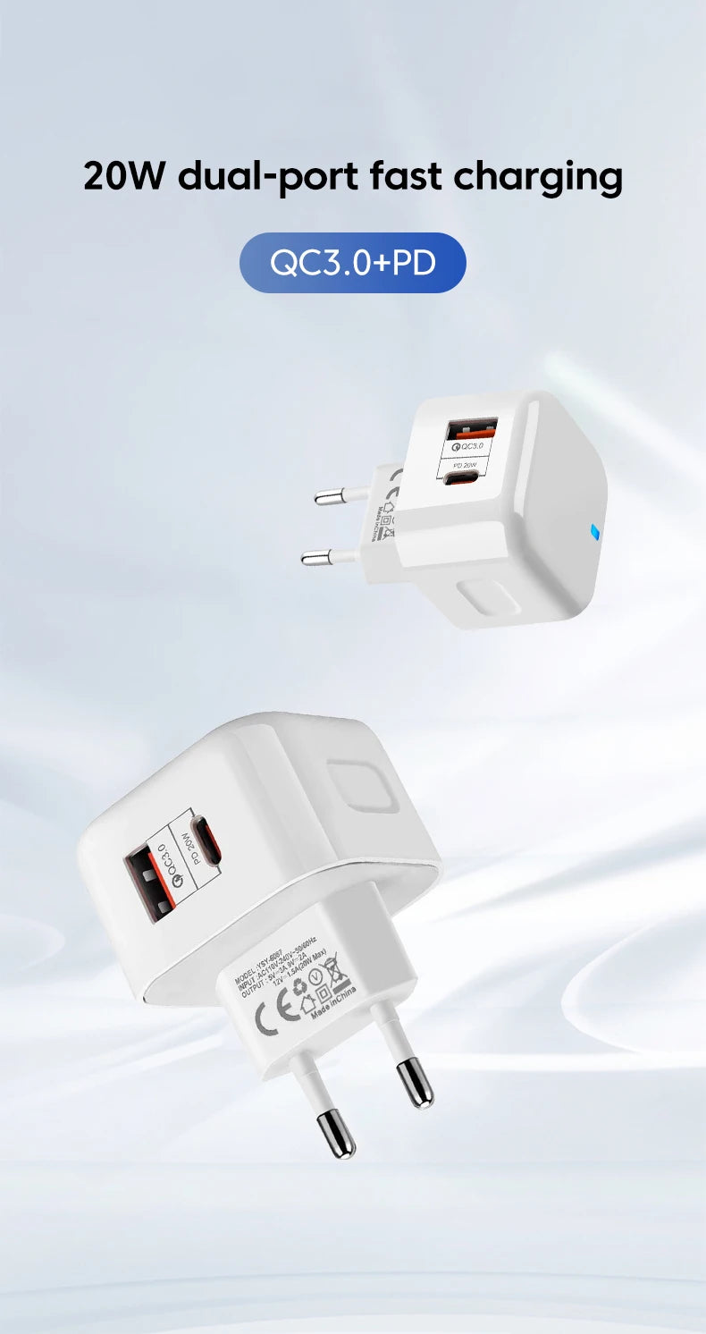 ⚡ PD 20W Fast Charger – Quick & Powerful Charging for iPhone, Samsung & More