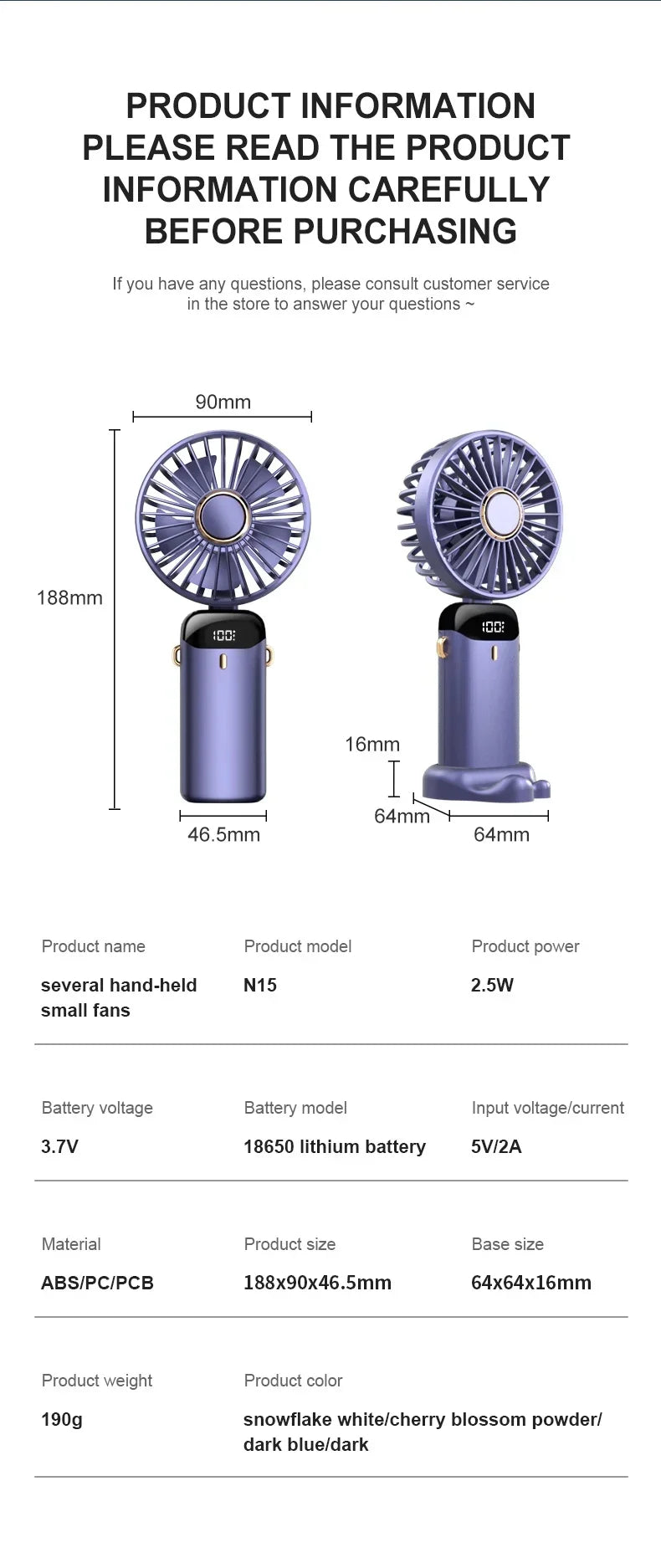 5000mAh Portable Mini Fan – Wireless USB Rechargeable, 5-Speed Foldable Neck Hanging Fan with Digital Display & Phone Holder