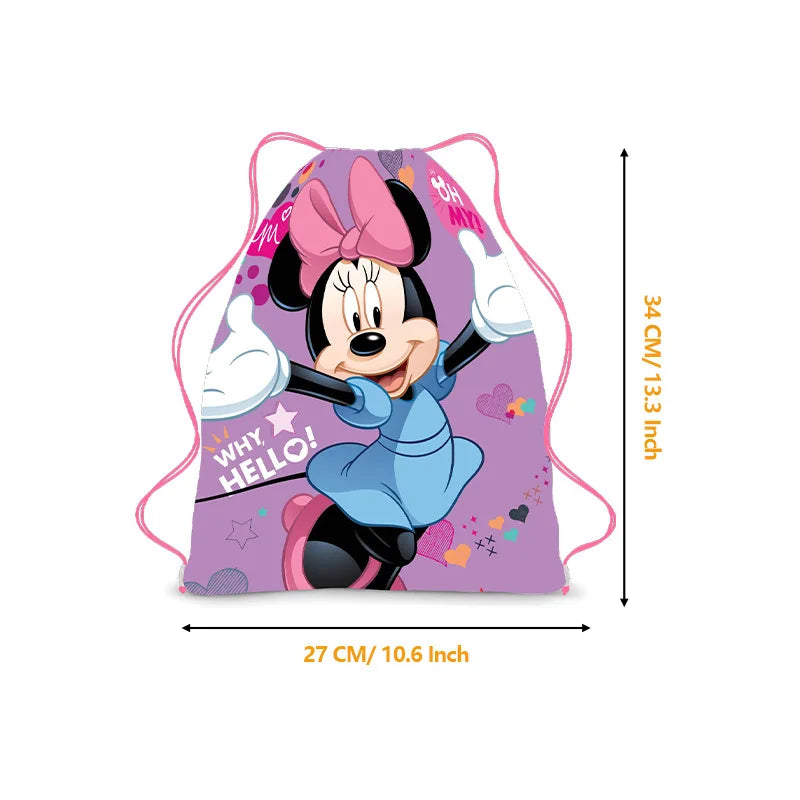 Disney Minnie & Mickey Drawstring Backpack – Cute & Lightweight Cartoon Bag for Kids, School, & Party Gifts!