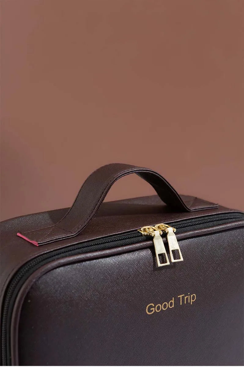 LED Travel Makeup Bag with Mirror – Large-Capacity Portable Storage Case with Combination Lock