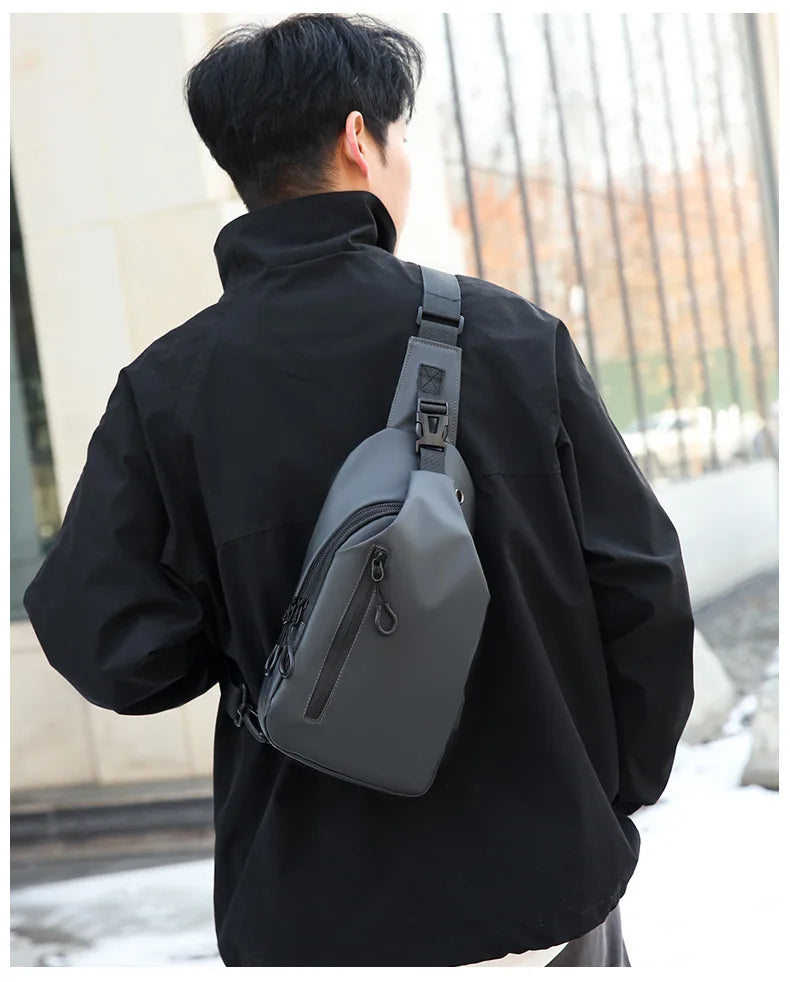 Stylish Men's Crossbody Bag – Waterproof, USB Charging, Outdoor Casual Chest Bag