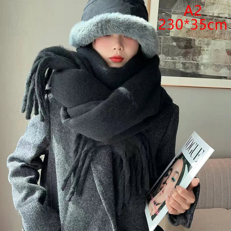 Luxury Cashmere-Feel Winter Scarf – Soft, Warm & Stylish Shawl Wrap with Tassels for Women!