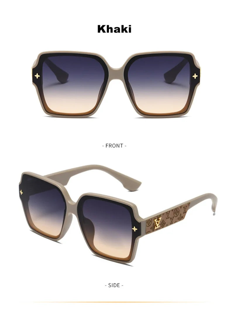 Luxury Women's New Retro Sunglasses Fashion Box Personalized Sunglasses Outdoor UV Protection UV400 Large Frame Driving Glasses