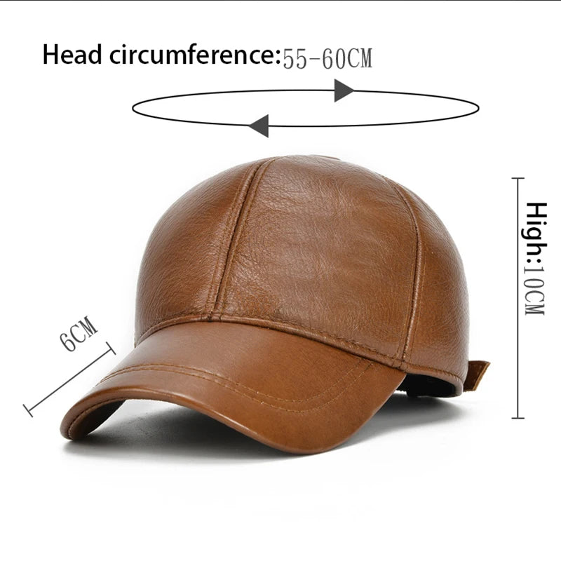2025 Adjustable Men's Genuine Cowhide Leather Baseball Cap for Fall Winter Outdoor Sports Hat Men Real Cowhide Leather Caps