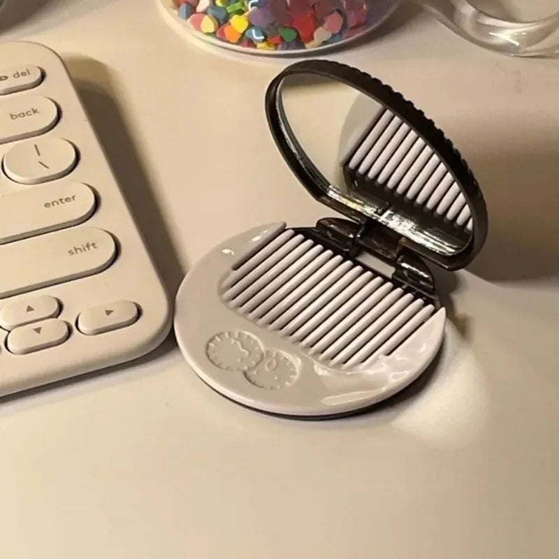 Chocolate Biscuit Folding Makeup Mirror – Cute & Compact Pocket Mirror with Comb