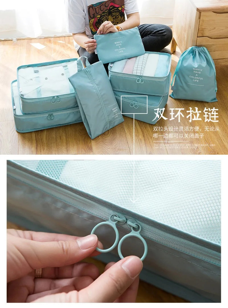 7-Piece Travel Organizer Set – Luggage Packing Cubes & Storage Bags for Clothes, Shoes & Accessories