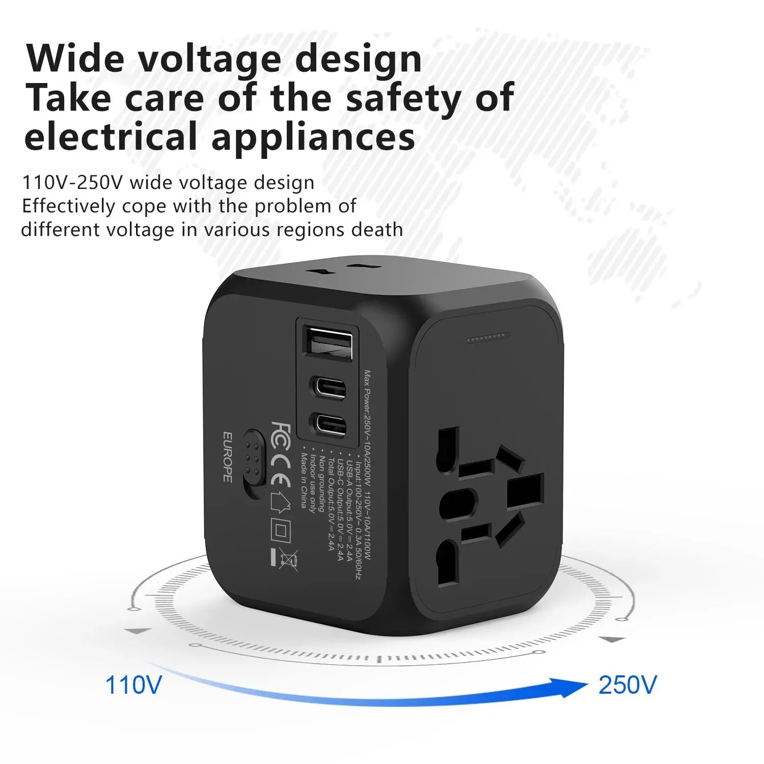 Universal Multi-Function Travel Adapter – All-in-One Plug Converter with 2.4A Fast Charging!