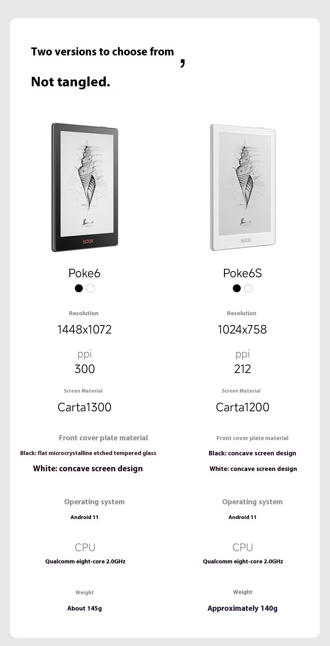Boox Poke 6 & Poke 6S E-Readers – 6-Inch Portable E-Ink Screen Tablet for E-Books & Note-Taking