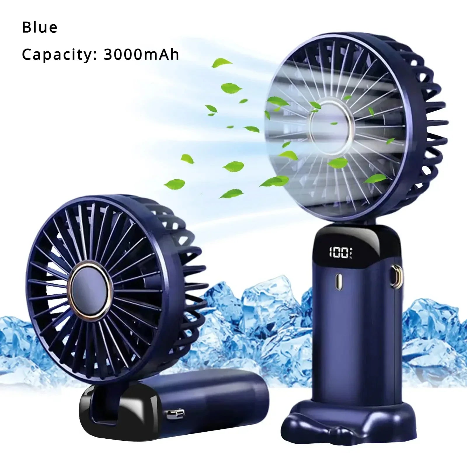5000mAh Portable Mini Fan – Wireless USB Rechargeable, 5-Speed Foldable Neck Hanging Fan with Digital Display & Phone Holder