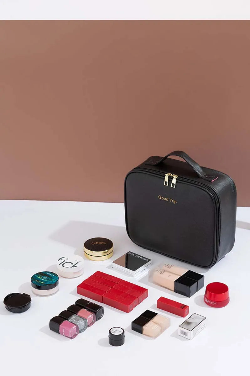 LED Travel Makeup Bag with Mirror – Large-Capacity Portable Storage Case with Combination Lock