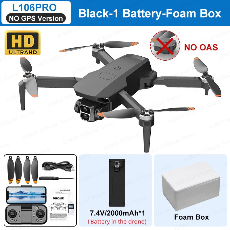 L106 MAX Brushless Dual Camera Drone – 360° Obstacle Avoidance, 2.4GHz RC Quadcopter with HD Camera