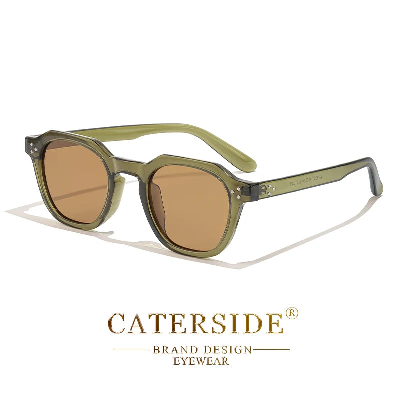 CATERSIDE Retro Polarized Sunglasses Men Ultralight TR90 Frame Polygon Women Sun Glasses Outdoor High Quality Travel Eyewear