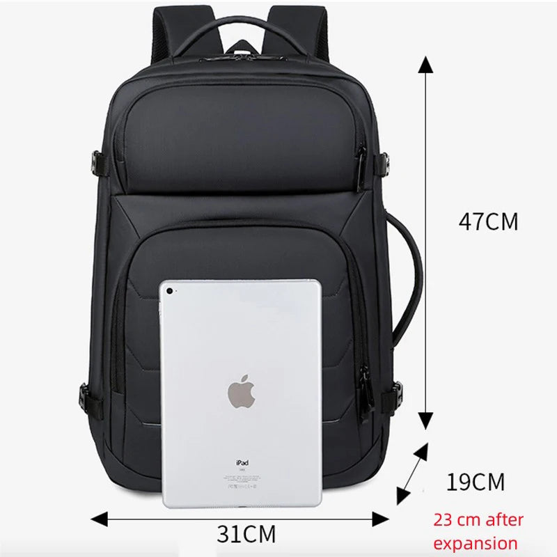 Expandable 17-inch Men’s Laptop Backpack – Waterproof Notebook Bag with USB, Schoolbag, Sports Travel Backpack for Men