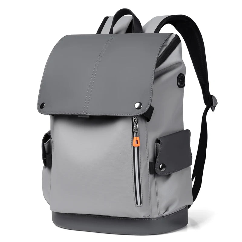 High-Quality PU Leather Waterproof Men's Laptop Backpack – Large Computer Backpack for Business, Urban Man with USB Charging