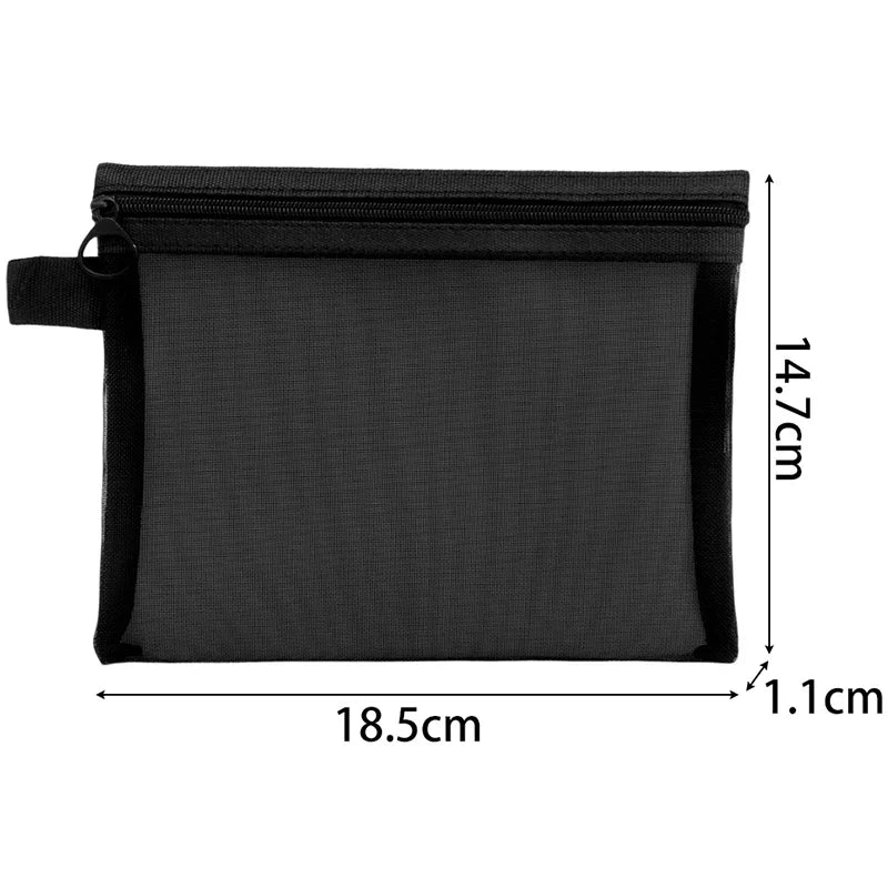 1/3pcs Mesh Clear Cosmetic Bags – Small & Large Black Makeup Bag, Portable Travel Toiletry Organizer, Lipstick Storage Pouch