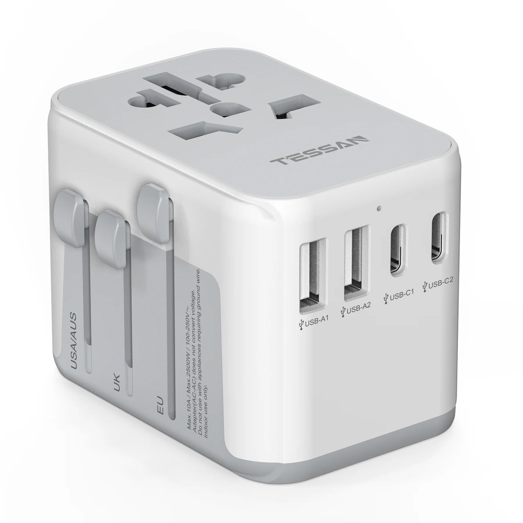 TESSAN 100W GaN Universal Travel Adapter – Fast Charging USB & Type-C Power Adapter for EU/UK/US/AU!